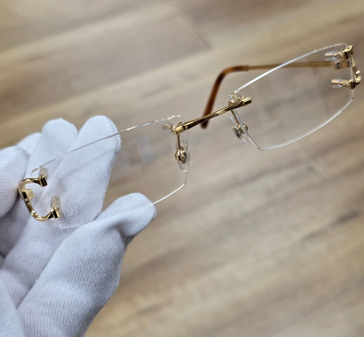 CARTIER Rectangular Rimless 53MM Gold Unisex Eyeglasses CT0092O 001
