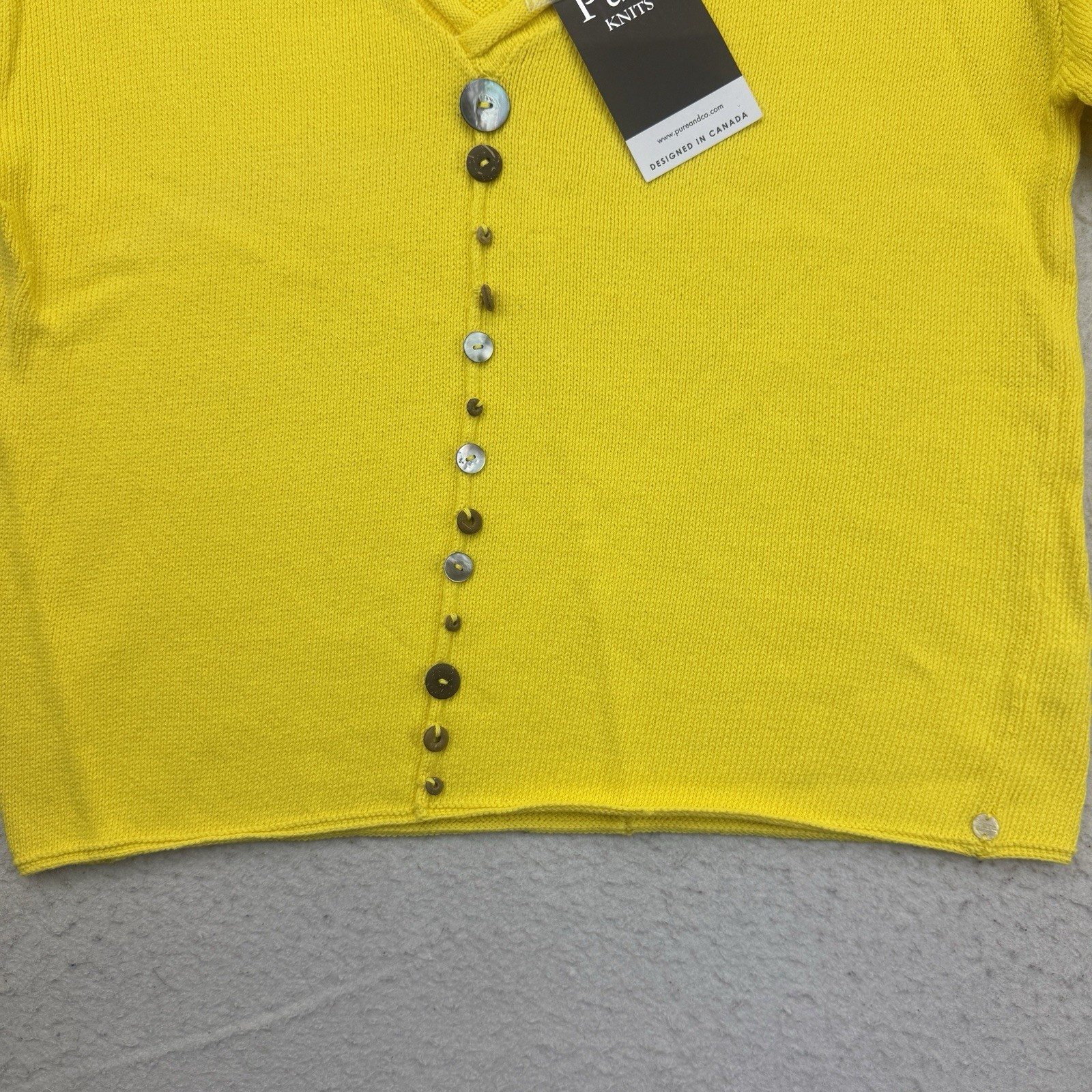 Pure Knits Neon Buddha Sweater Womens Large L Iris Pullover Electric Yellow NWT