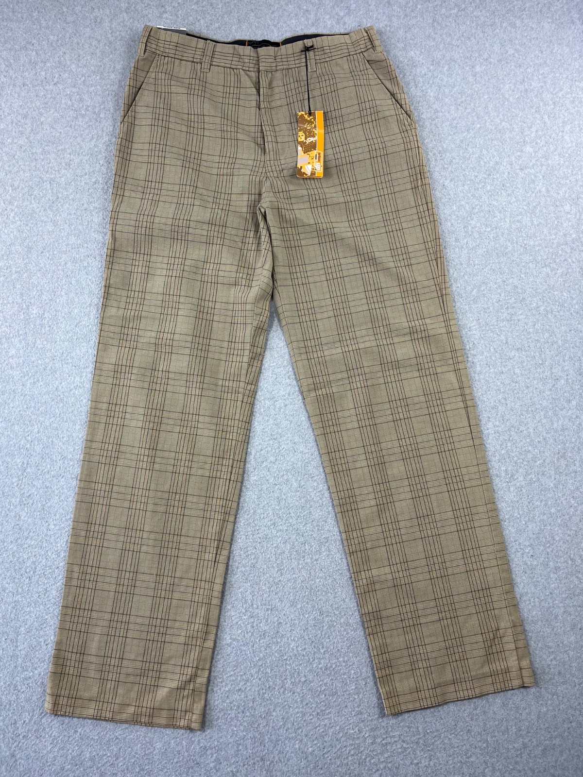 Urban Pipeline Pants Mens 32×34 Brown Plaid Baggy Loose Fit Straight Leg