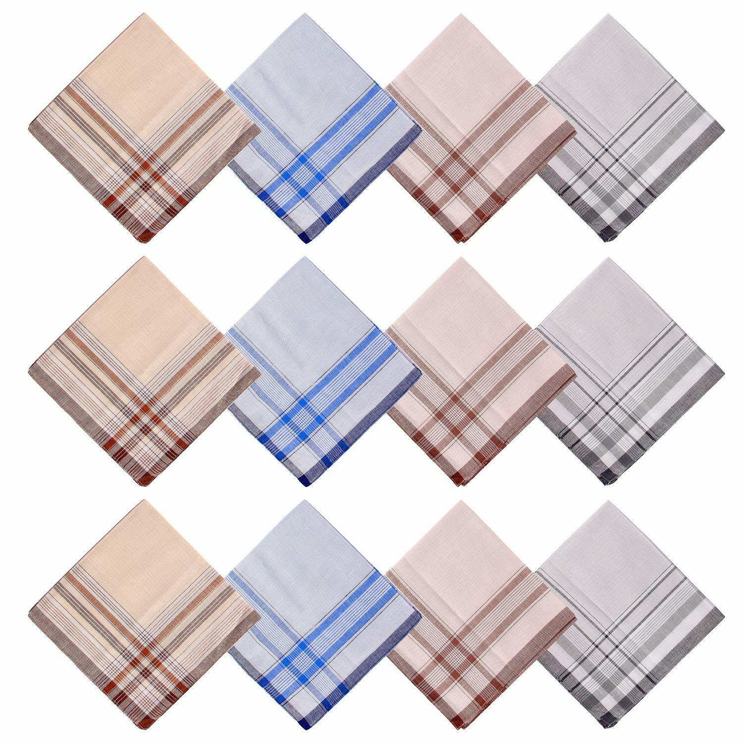Ohuhu Handkerchiefs for Men, 12 Piece Gift Set 4 Color Hankies