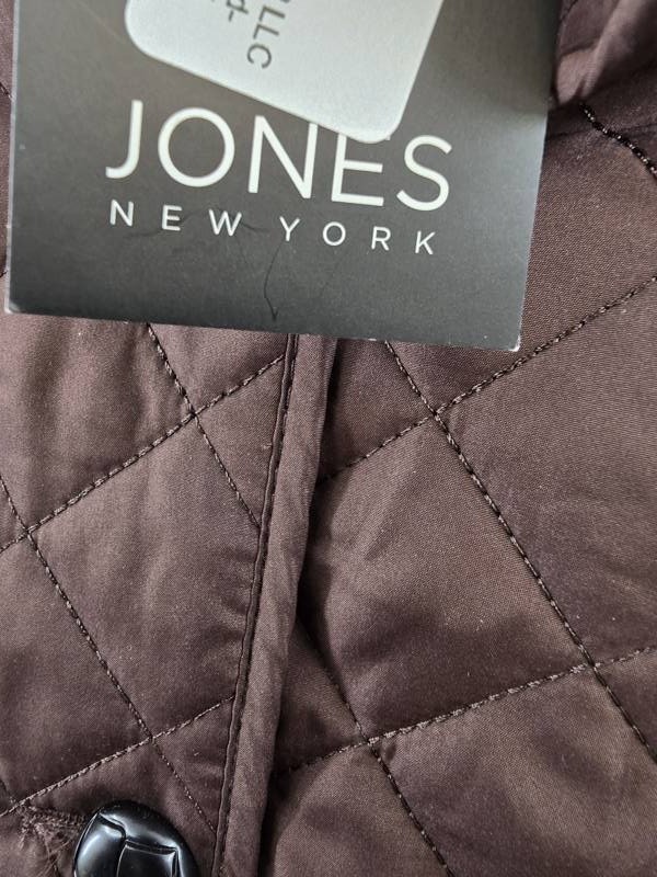 Jones New York Diamond-Quilted Button-Up Jacket Women’s M Cola Collared L/S
