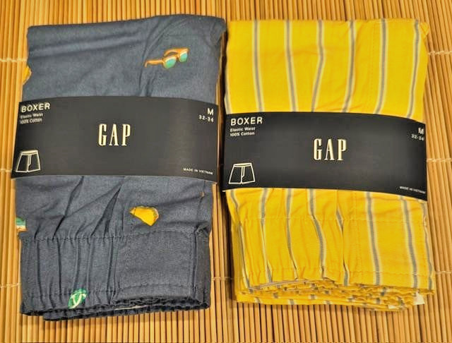 GAP 2 Pairs MEN Boxer 100% Cotton Yellow Stripe Tacos Tequila You Choose Size