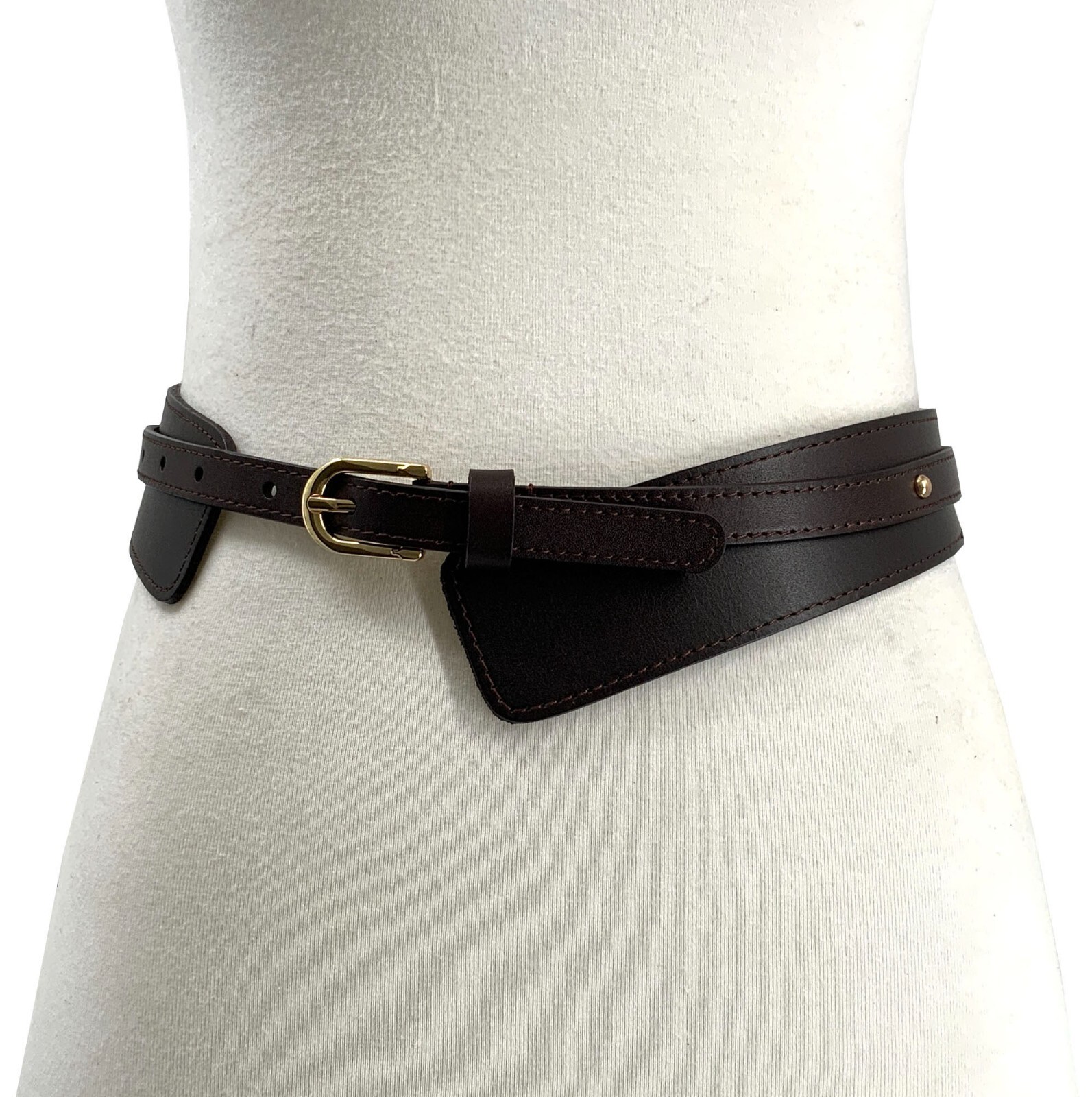 Women Stretch Skinny Elastic Boho Classic Flexible size Full Grain Leather Belt