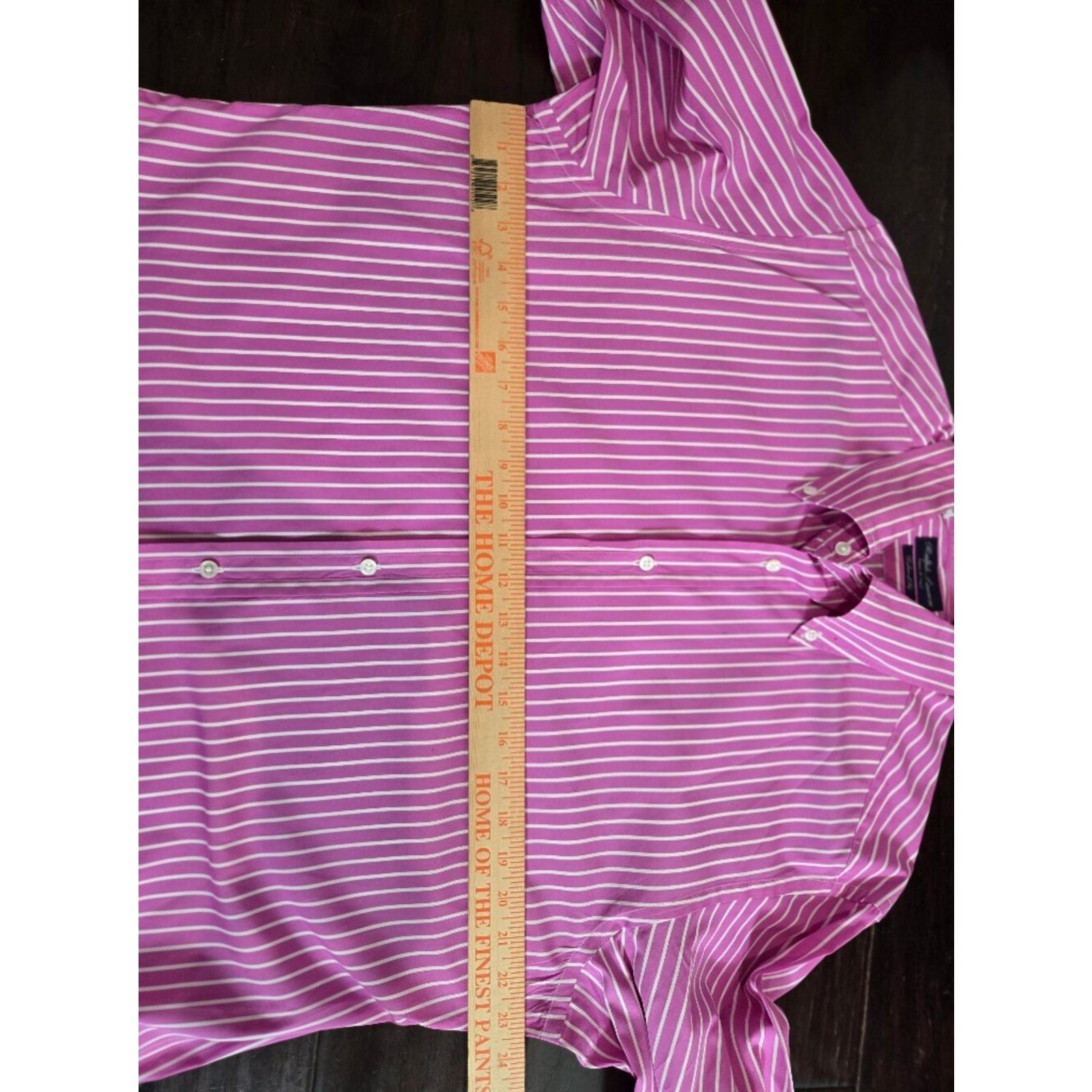 Ralph Lauren Purple Label Italy Pink White Stripe Button Down Dress Shirt 17.5