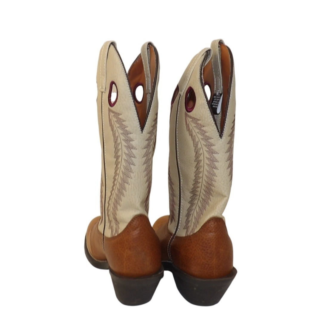 Loredo Mens 9D Tan Leather Ivory Shaft Western Cowboy Boots Round Toe Pull Holes