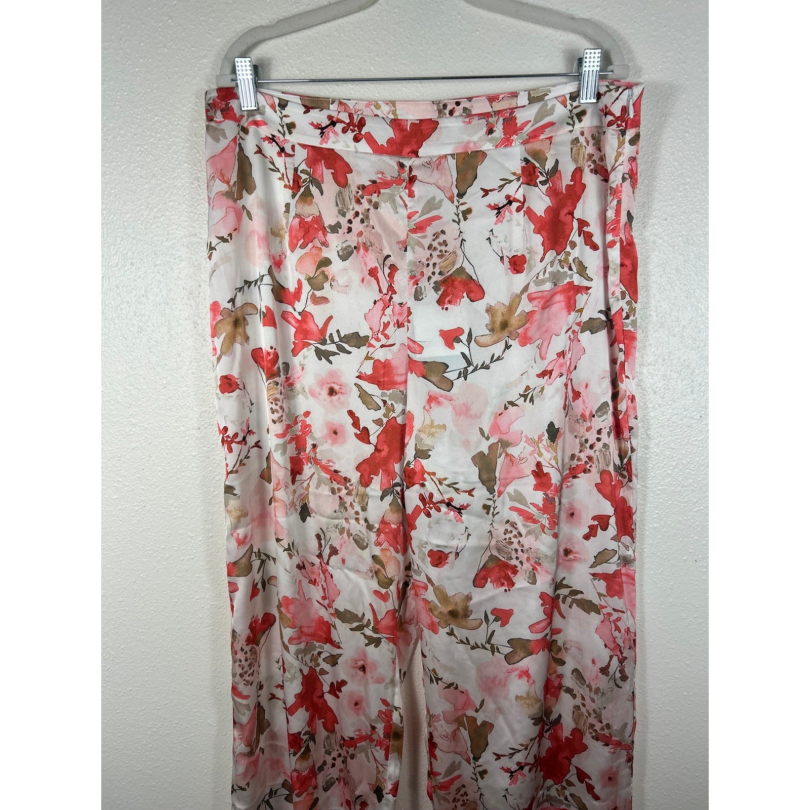 Ming Wang NWT Watercolor Floral Wide Leg Satin Pants Large
