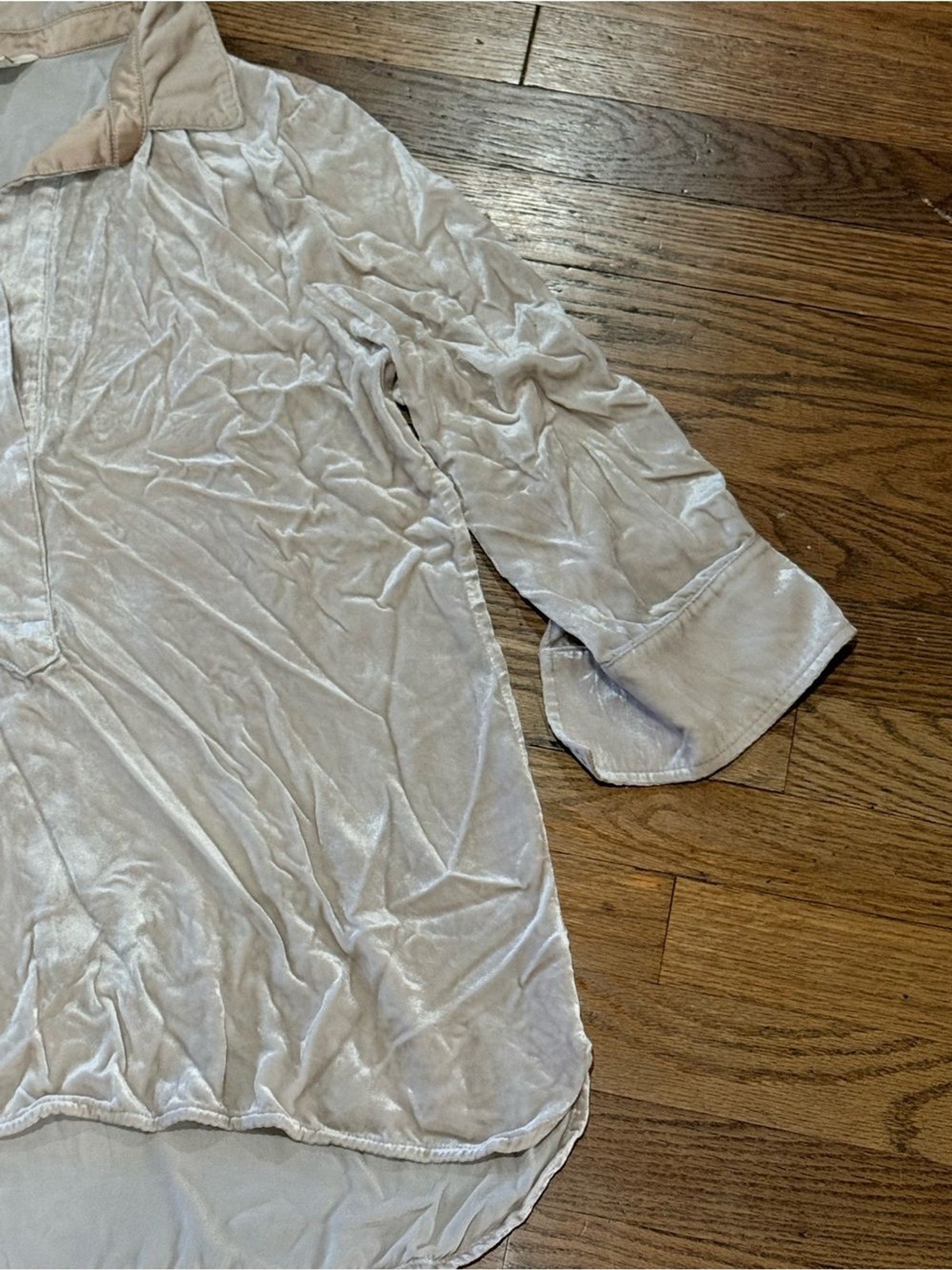 Sundance Beige Crushed Velvet Top Size S