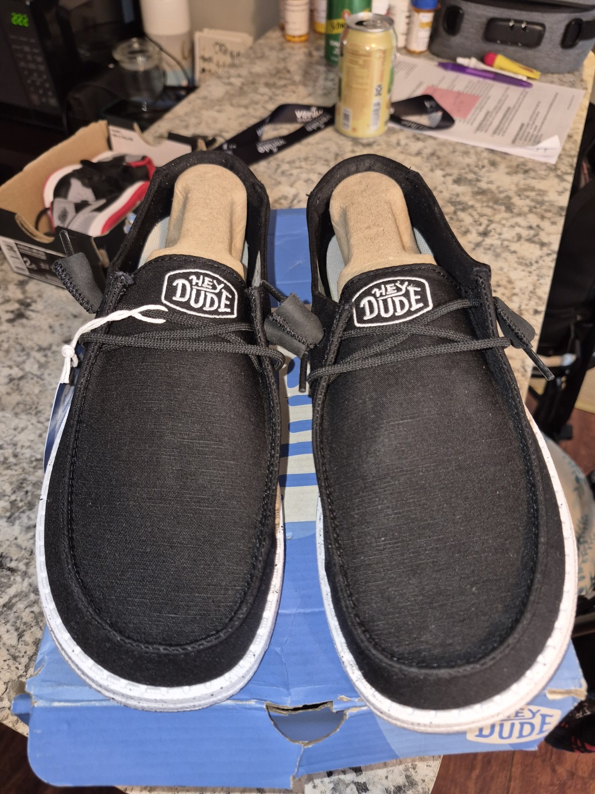 Hey Dude Wendy Slub Canvas Women’s Black Slip-On Lightweight Comfort US 9 EU 40