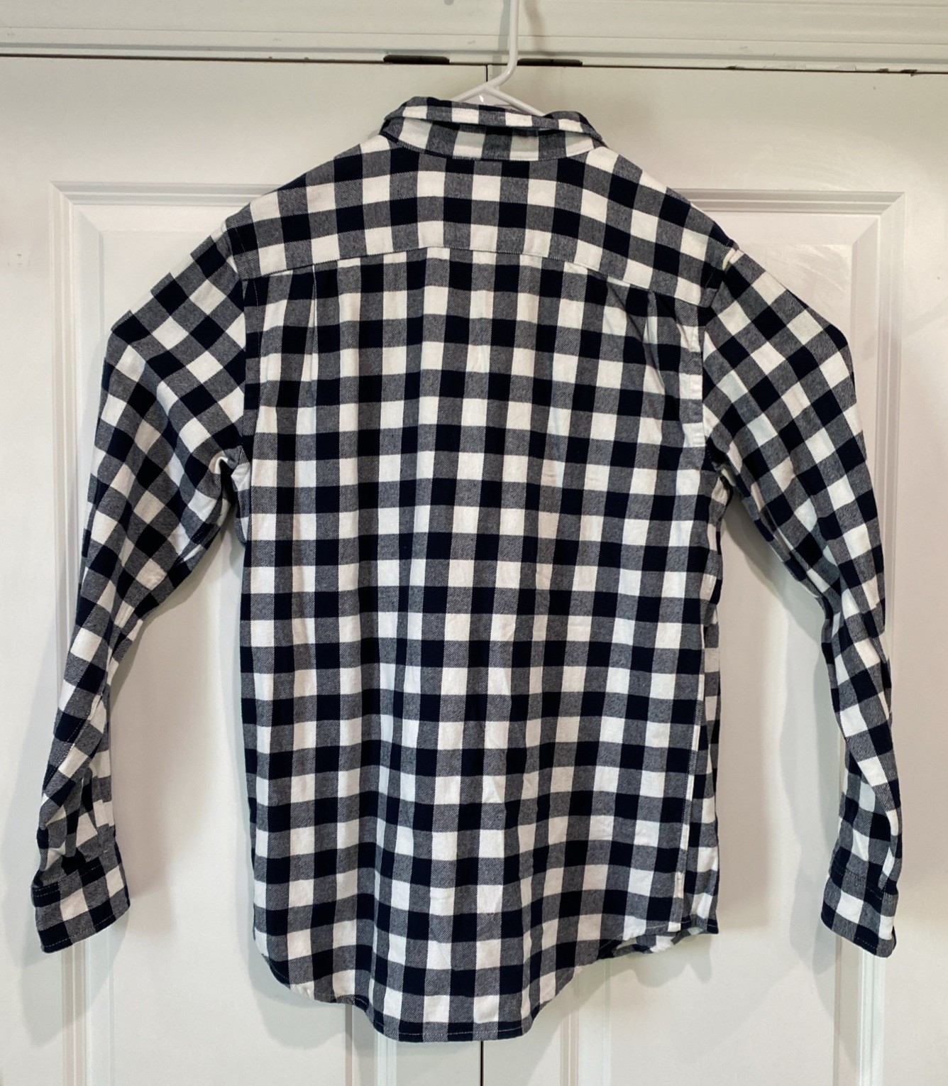 Old Navy Vintage Style Flannel Shirt Small Regular Fit Black White Plaid Gingham