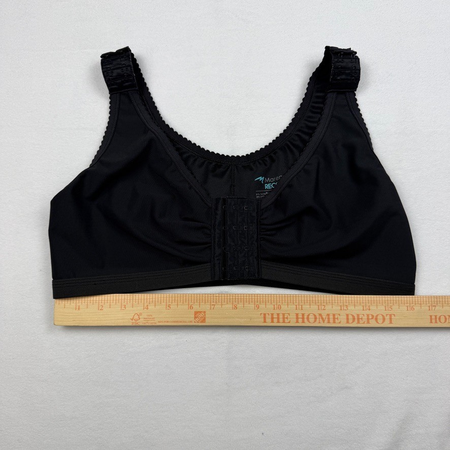 Marena Recovery Sports Bra Womens Medium Black Front Closure Compression 4244