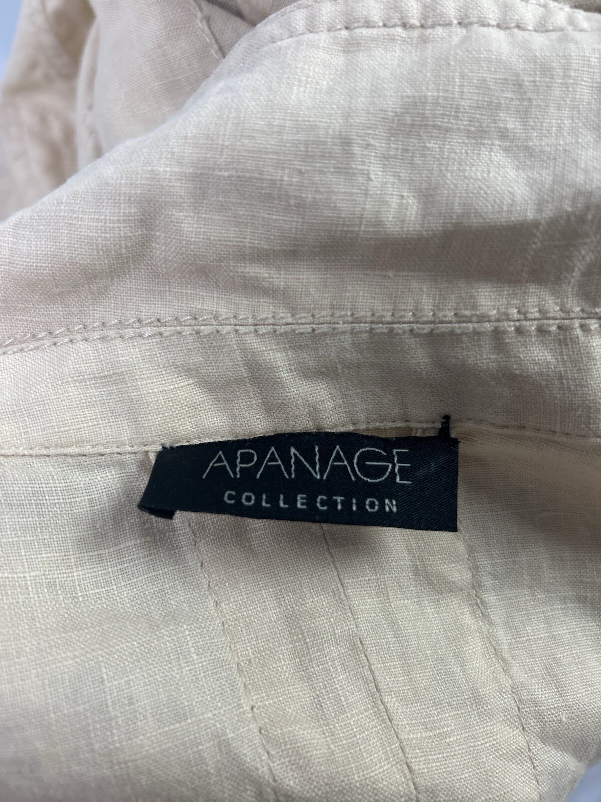 Apanage Vintage Y2K Jacket Top Safari 100% Linen Belted Khaki Short Sleeve US 4