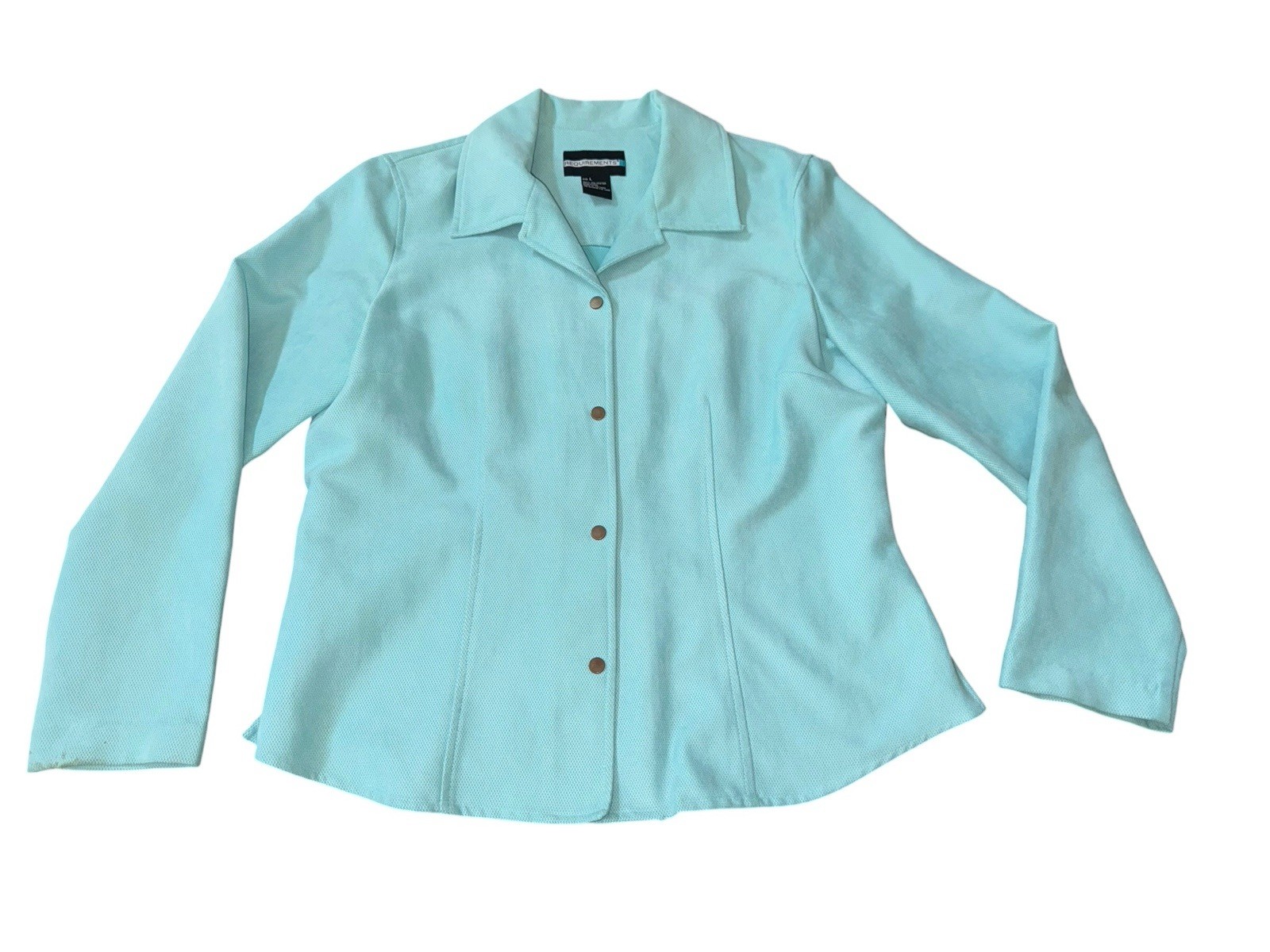 Requirements Women’s L Aqua Textured Snap Front Blazer Long Sleeve Career Top
