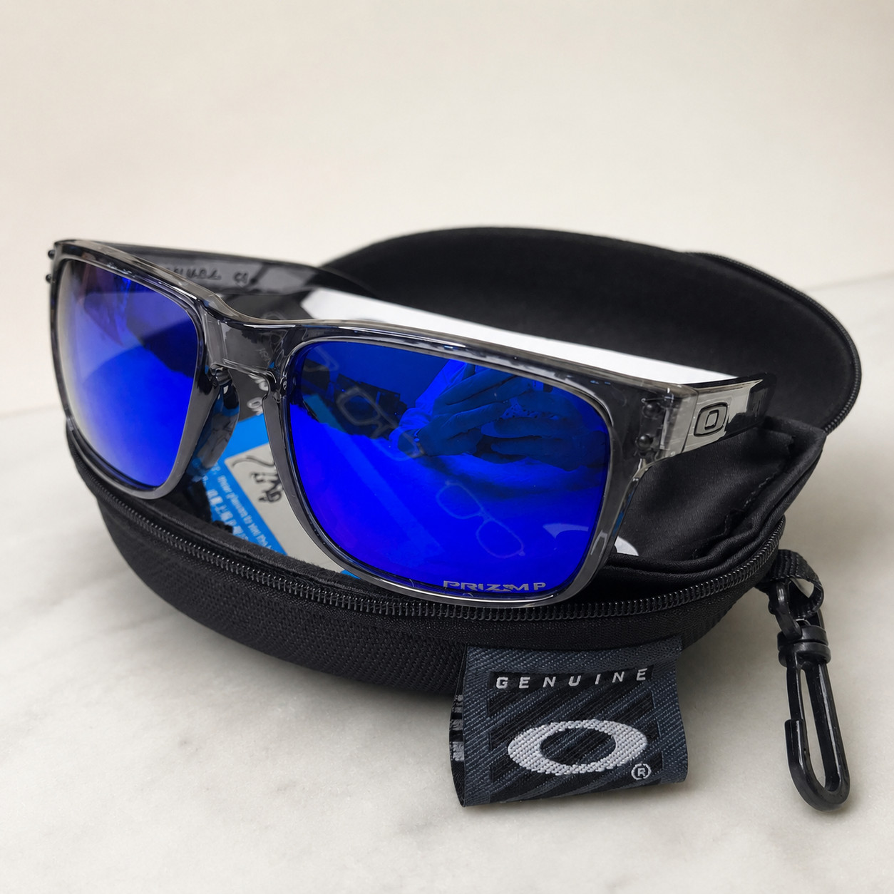 Oakley Holbrook Polarized Sunglasses Smoke Gray Frame Deep Blue Mirror Lens