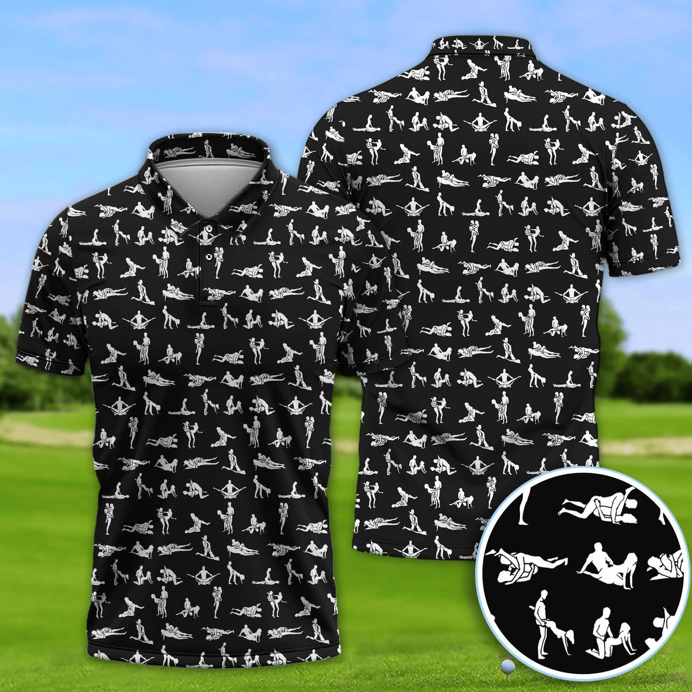 Naughty Couple Golf Polos For Golfer, Sexy Pattern Golf Shirt, Golf Gift For Men