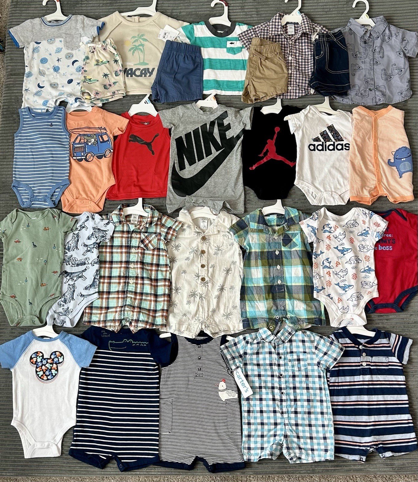 Huge Lot Baby Boys Clothes 6 9 Months NEW &EC Carters Shorts Puma AirJ Nike 6/9