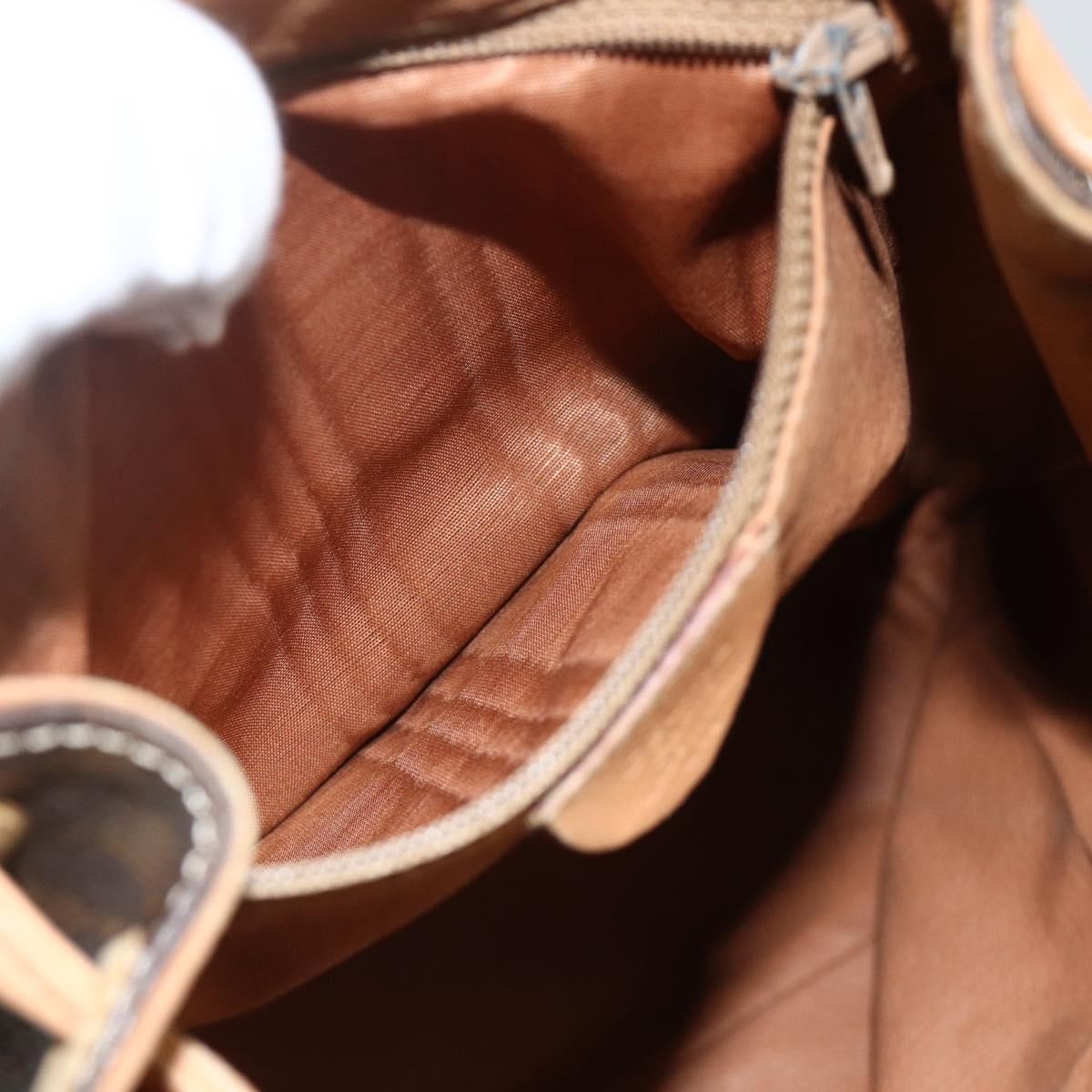 CELINE Macadam Canvas Backpack PVC Leather Brown Gold Auth ARZ862