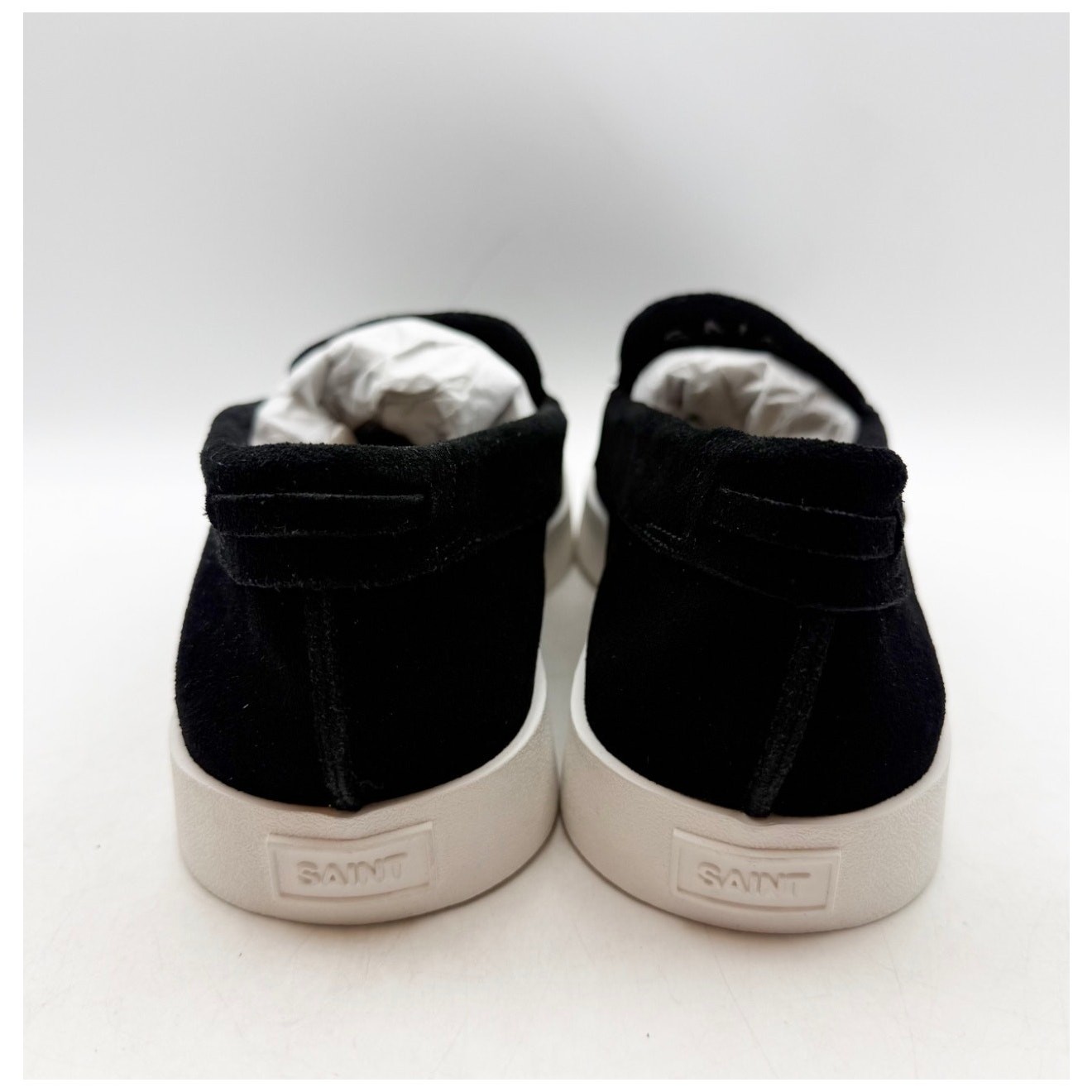Saint Morta Men’s Hemisphere Slip On Loafers Size 8 Black White Suede NIB