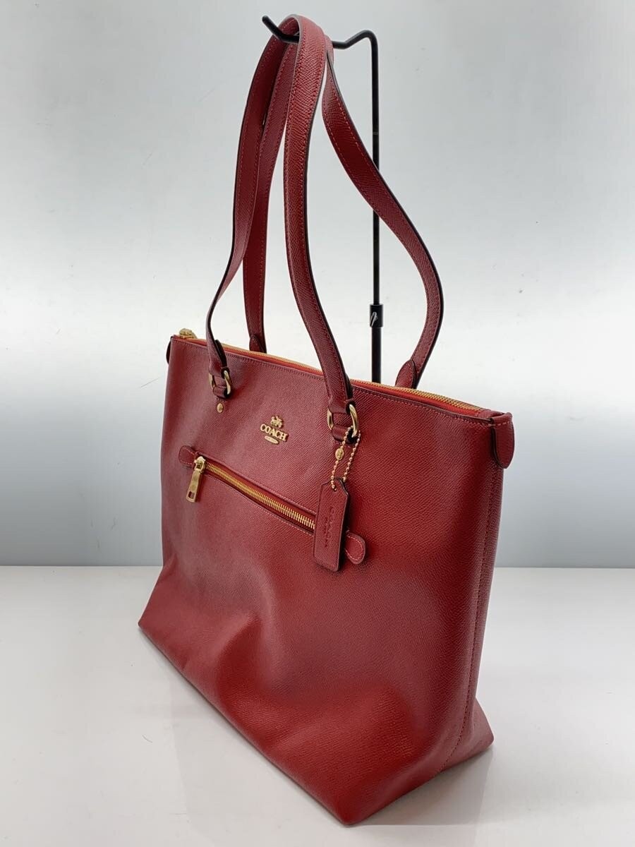 COACH Tote Bag, Leather, Red, Solid Color, F79608
