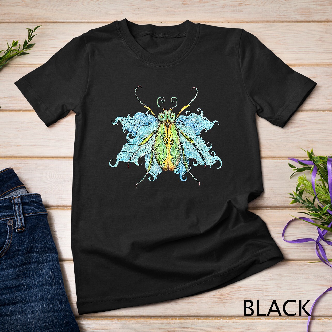 Beetle Tshirt, Fairy Beetle Art Tee, Bug Lover T-Shirt Unisex T-shirt