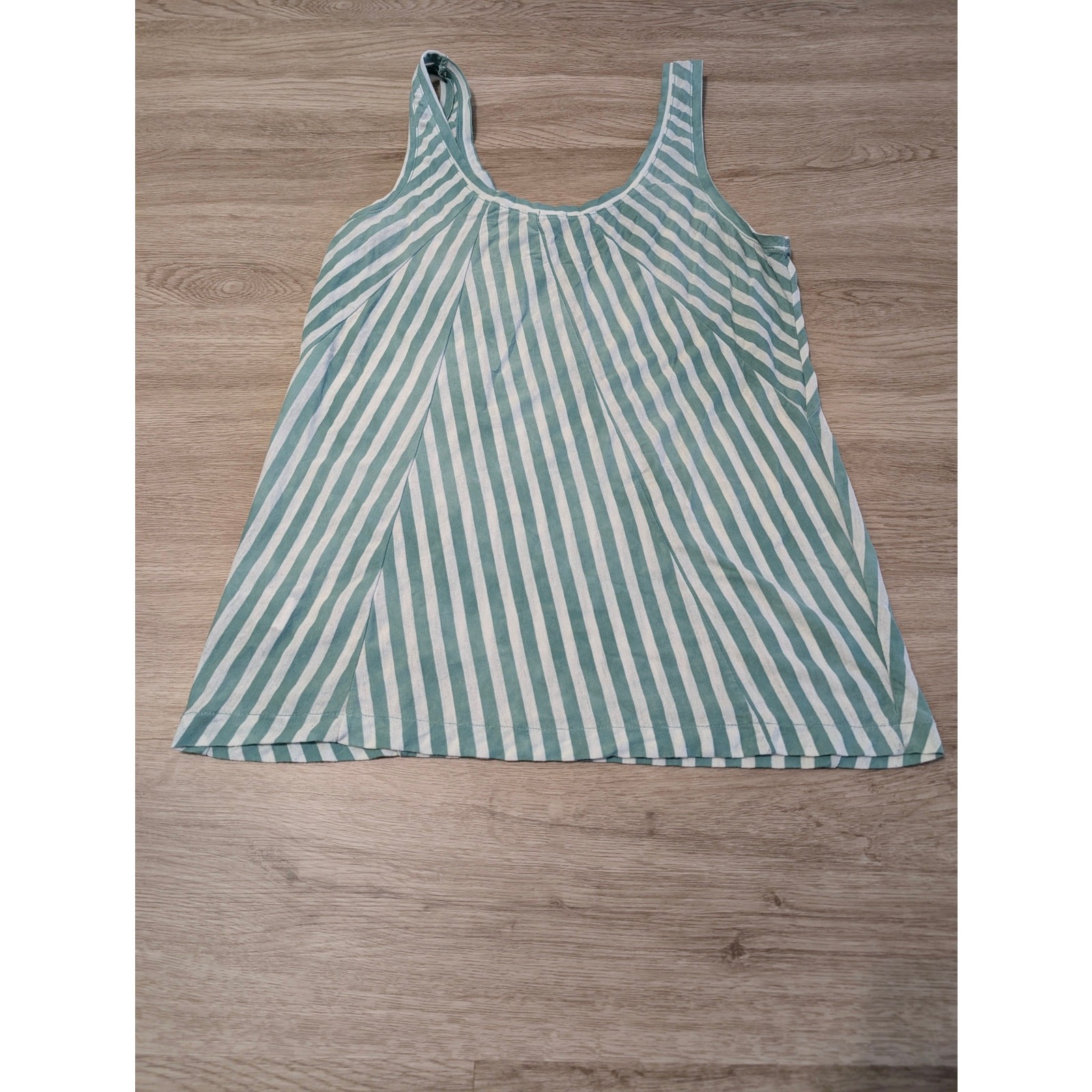 JCrew Tank Top Womens Small S Mint Green White Striped Chevron Panel Swing Cami