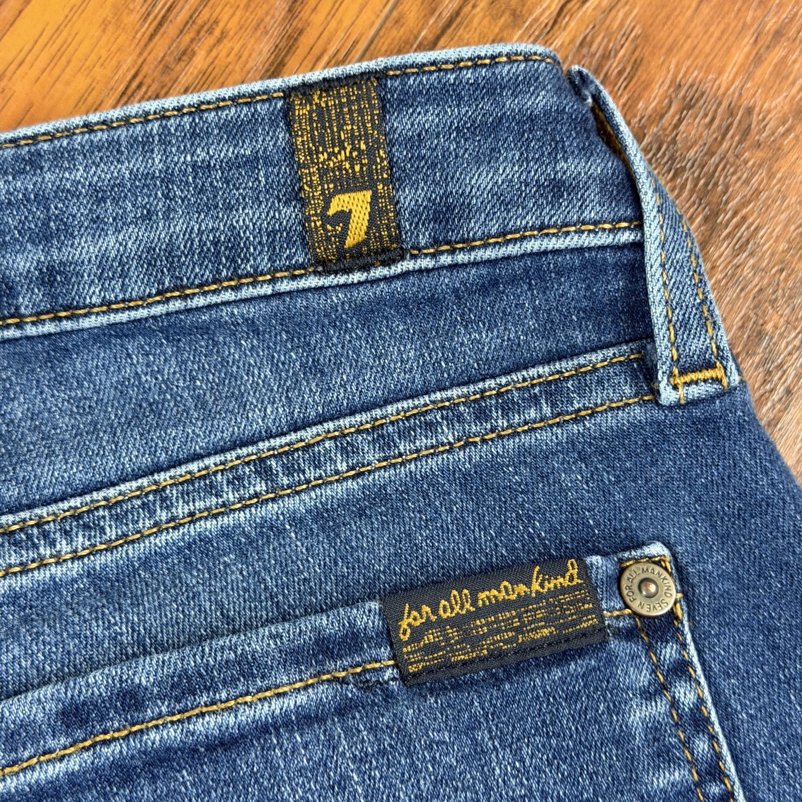7 For All Mankind Jeans Womens 27 Straight Mid Rise Stretch Denim Kimmie 27×32