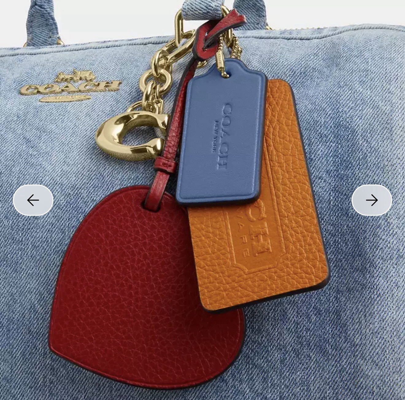 NWT COACH Rowan Large Satchel Bag In Loved Denim With Charms CDY75 Light Indigo