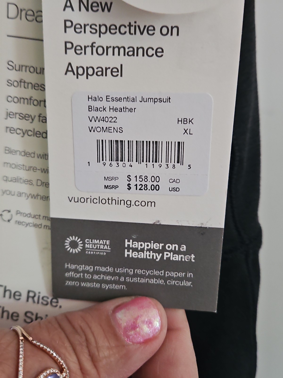 Vuori halo Essential Jumpsuit In Black Heather- Size XL
