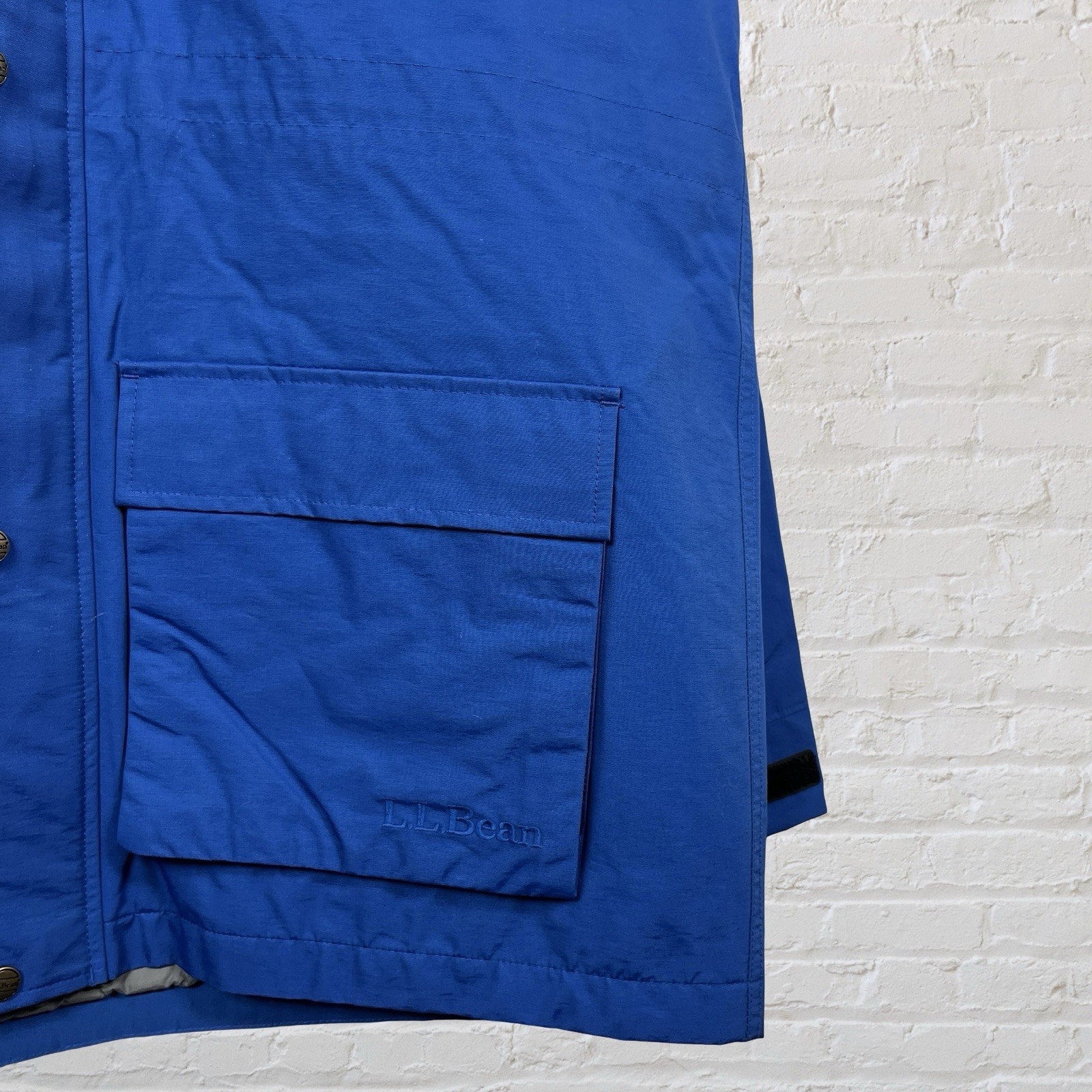 LL Bean Jacket Baxter State Parka 82 Wool Field Coat Hood Blue Mens Large Tall