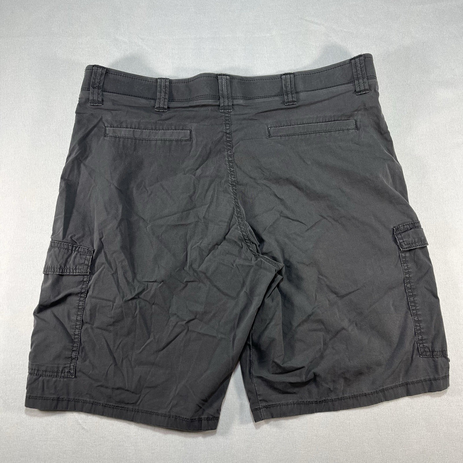 Wrangler Mens Cargo Shorts Size 36 Grey Charcoal Nylon Poly Stretch Y2K Baggy