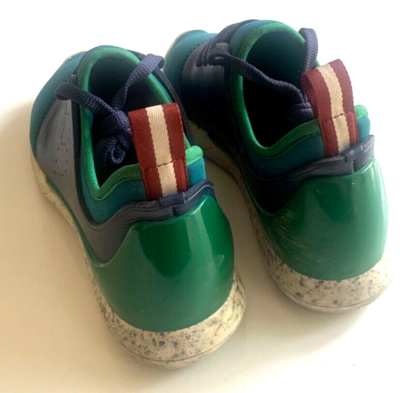 BALLY Sneakers 6 AVELLE Neoprene Runner Azure Turquoise Navy Lace Up Low 36.5EU