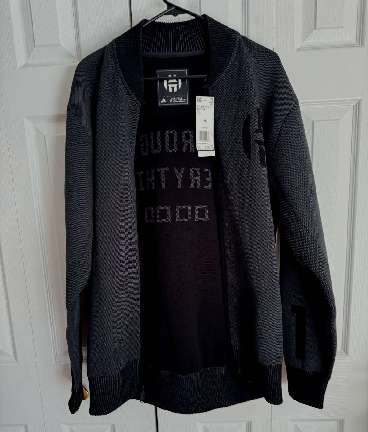 Adidas James Harden Southpaw Varsity Jacket Black Gray Men’s Size XL CV9564 NEW