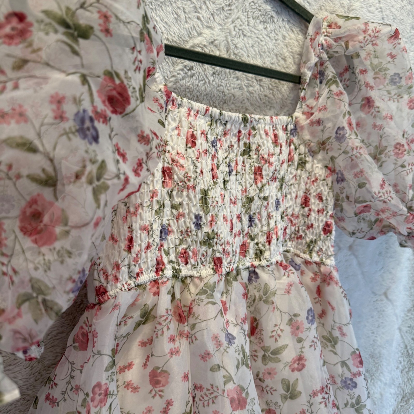 Coquette Cottagecore Floral Puff Sleeve Babydoll Dress Milkmaid Audrey Parks S