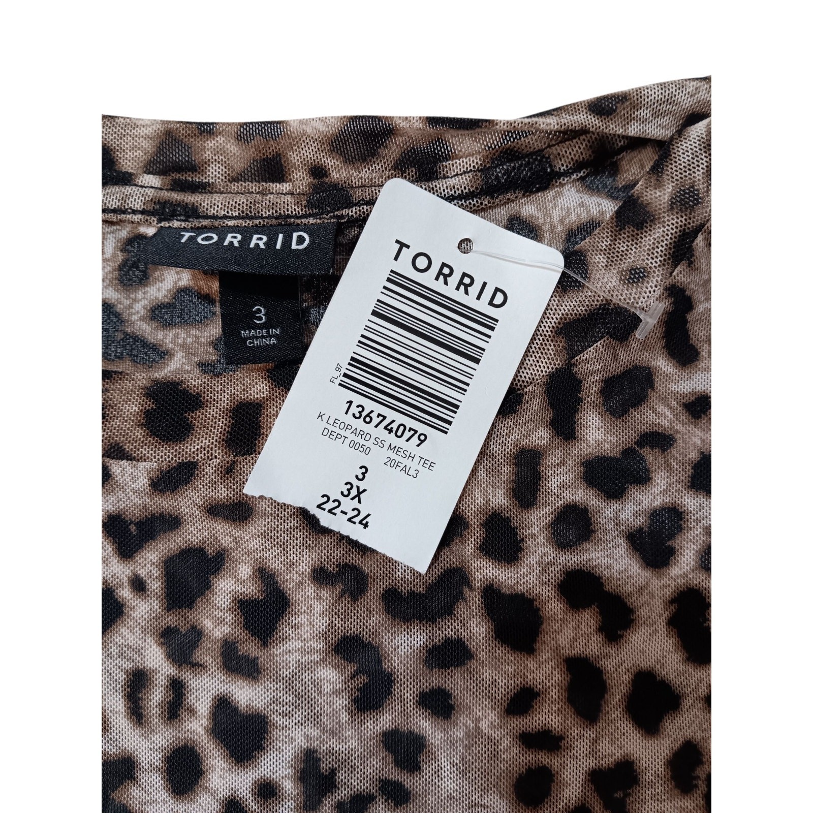 NEW TORRID 3 Leopard Mesh Tee Plus Size 3X Sheer Top Blouse Layer Sexy Cheetah