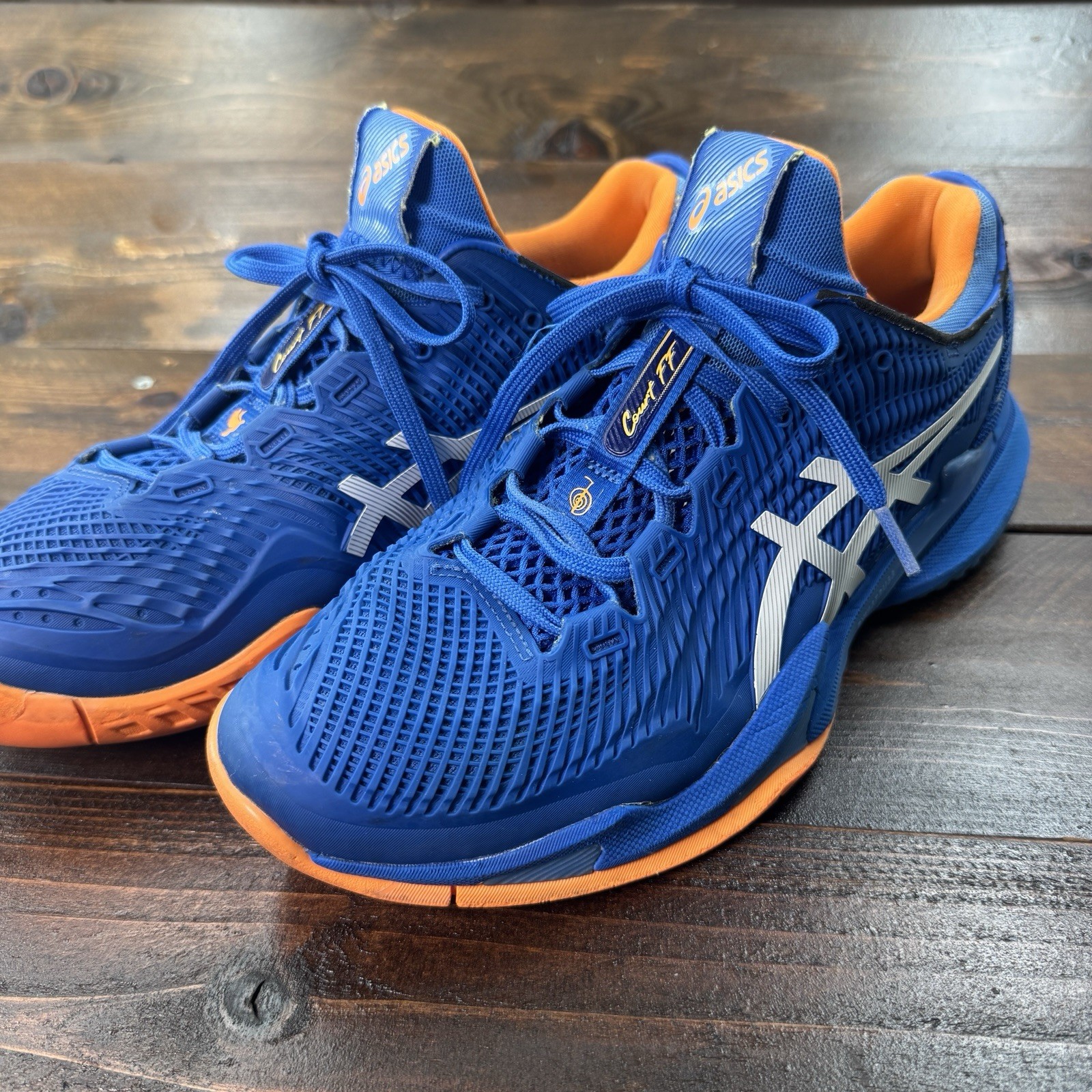 Asics Court FF 3 Novak Clay Men’s Tennis Shoes Tuna Blue and White Size US 10
