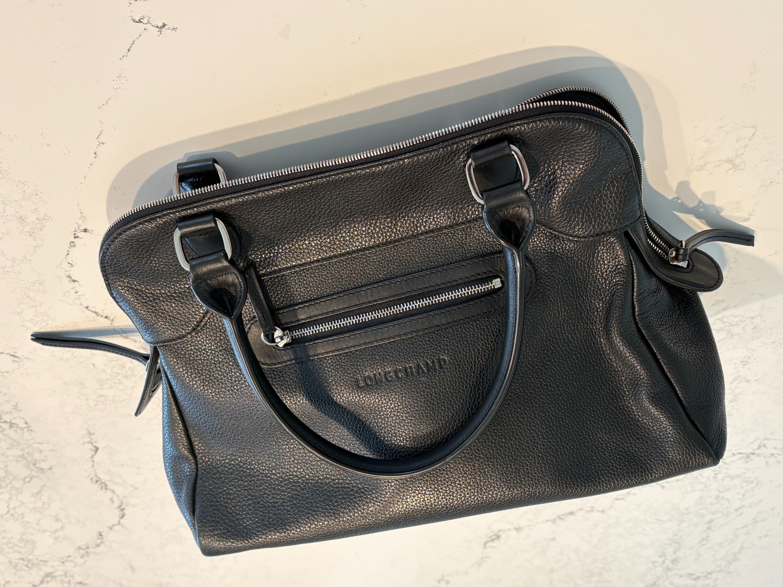Longchamp Black Leather Handbag NWOT