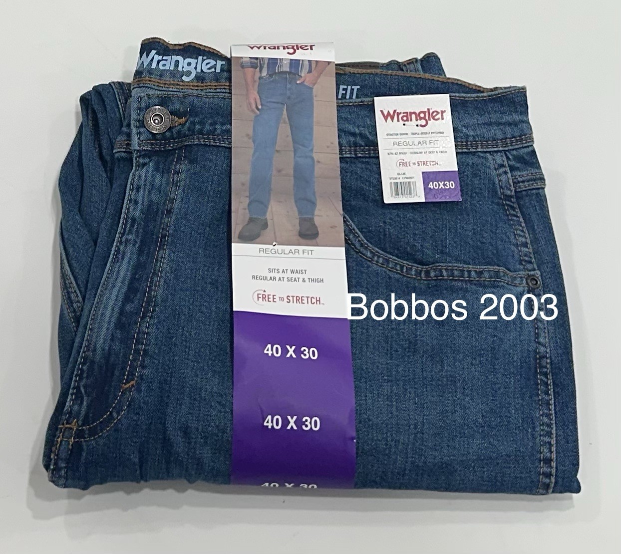 Wrangler Men’s Regular Fit Regular at Seat & Thigh Pants, Blue, Size 40X30