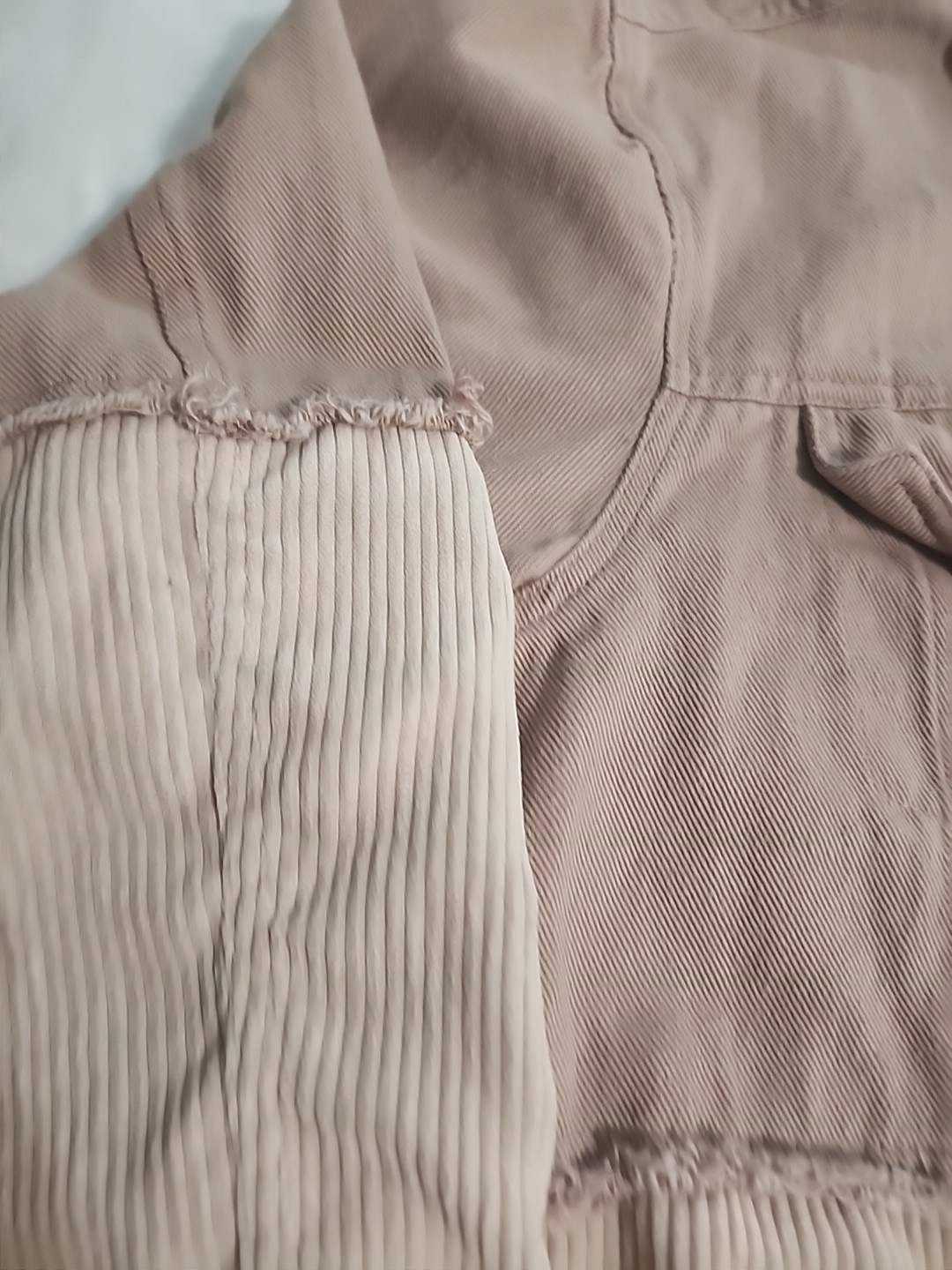 bohme shirt/jacket distressed Fringe Corduroy~ Blush Women’s Sz L WESTERN Cotton