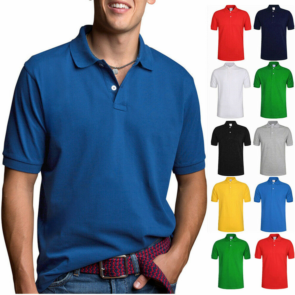 Men’s Polo Shirt Dri-Fit Golf Sports Plain Cotton Jersey T Shirt Short Sleeve