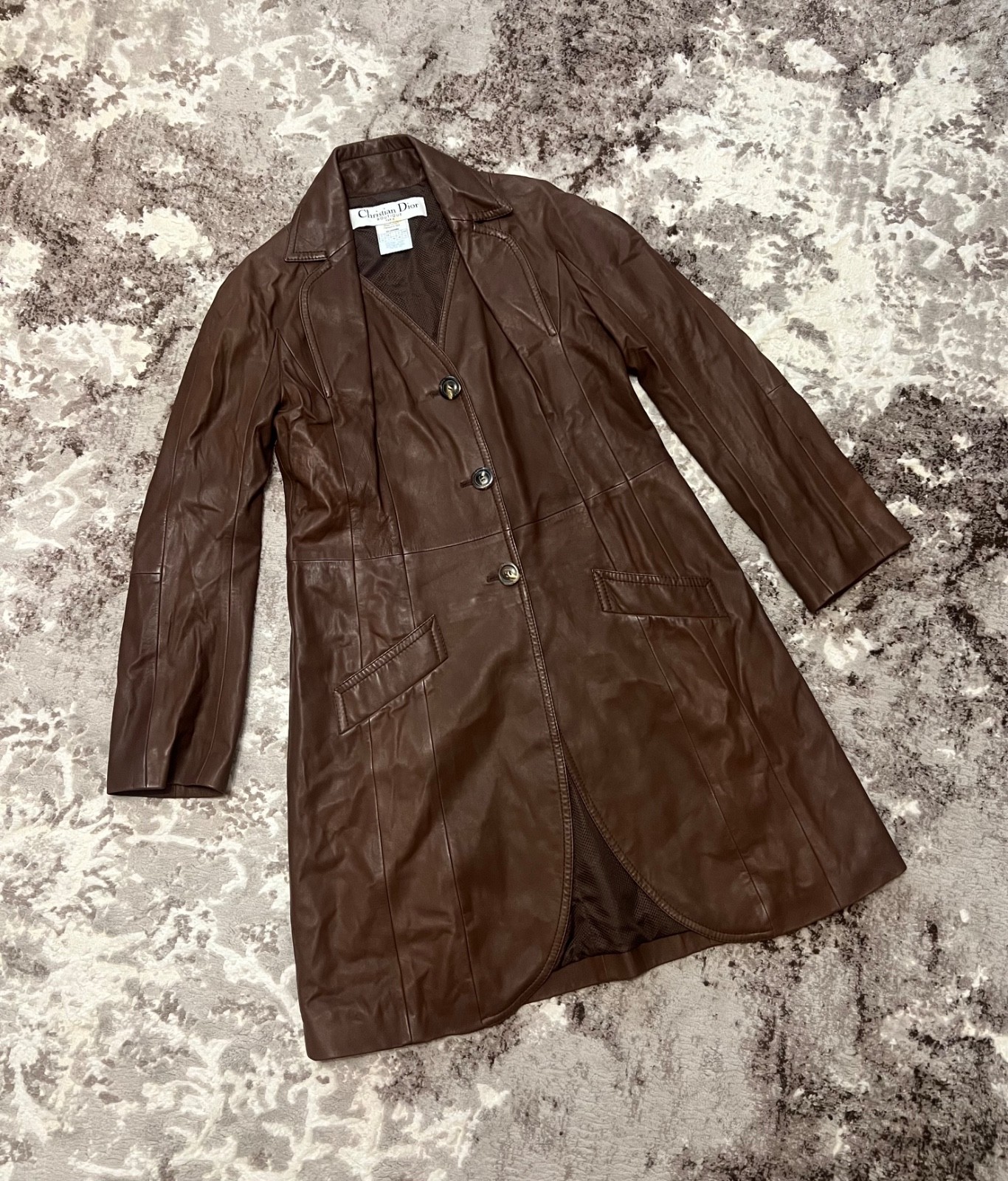 Luxury Vintage Christian Dior Boutique Lambskin Leather Coat Jacket Women’s 42