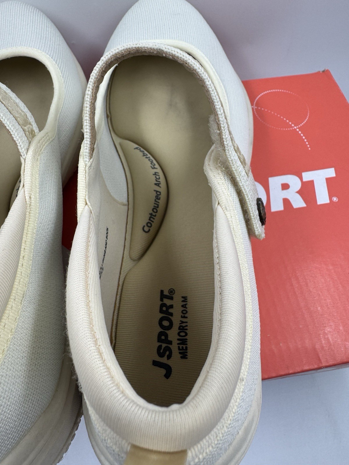 Jsport Womens Shoes Beige Mary Jane Memory Foam Contoured Arch Lightweight 8