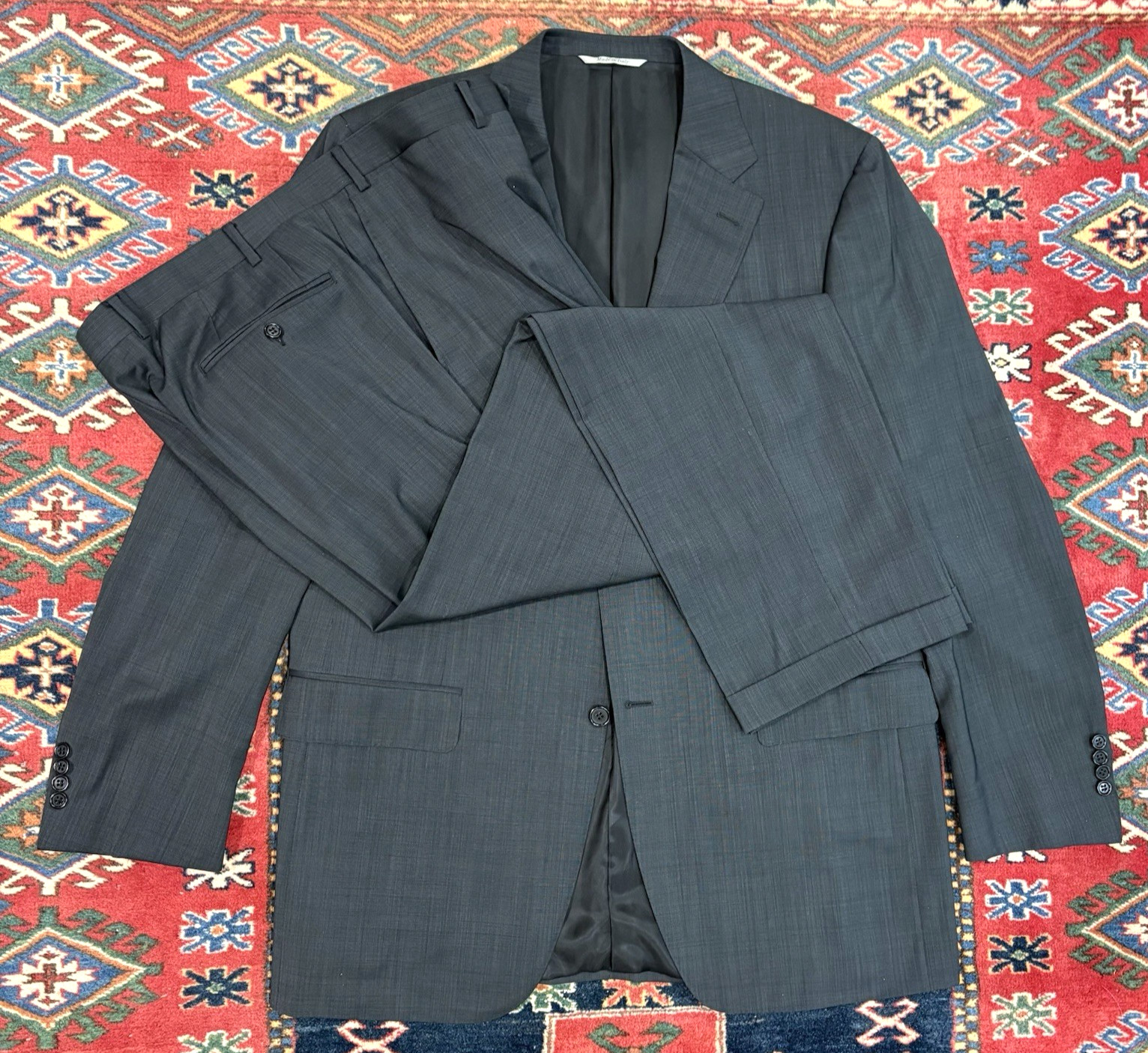 CANALI 1934 silver label recent suit US 46L EU 56L gray wool 38×32 L13280 EUC