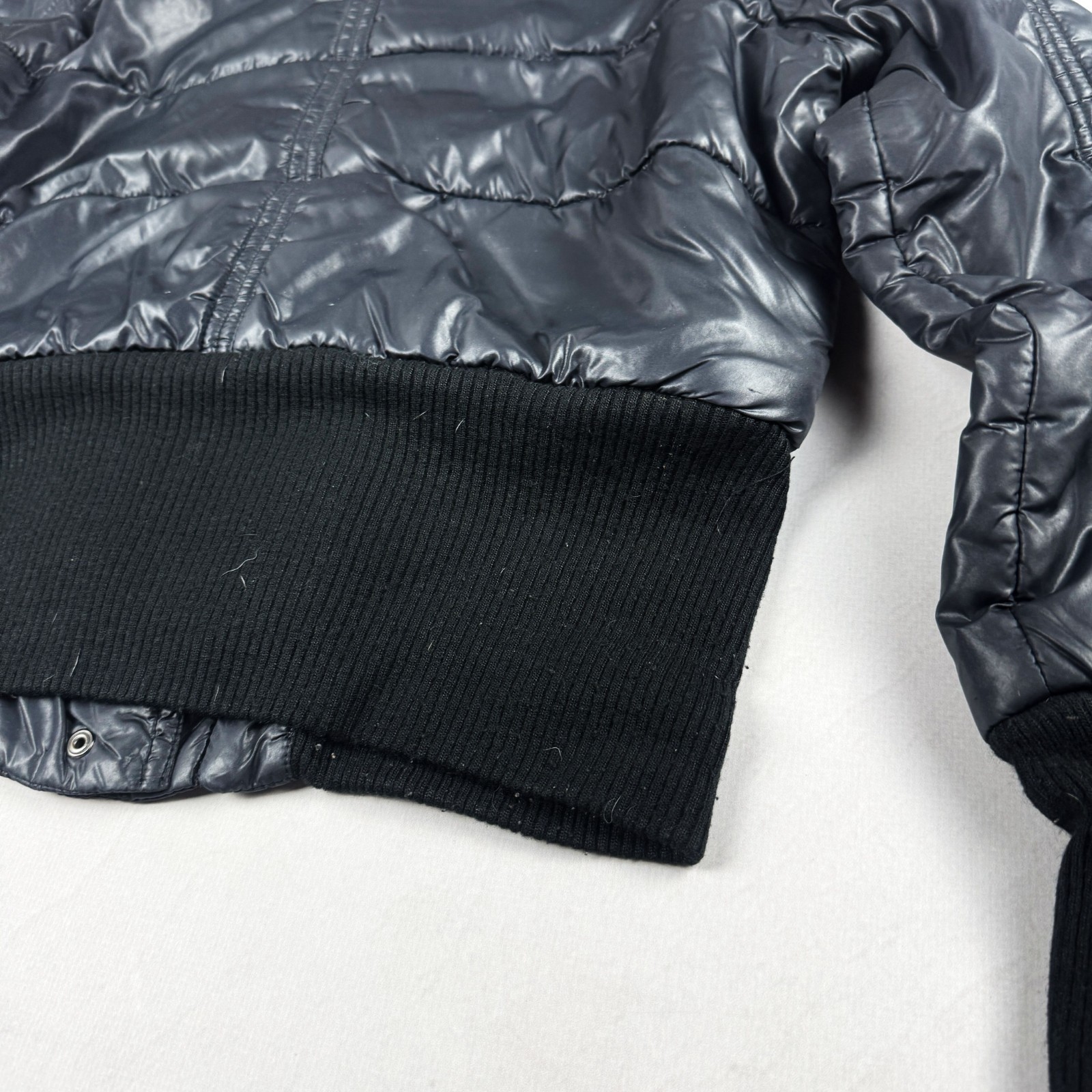 Womens Vintage Black Cropped Puffer Jacket Quilted Bubble Coat Y2K Streetwear