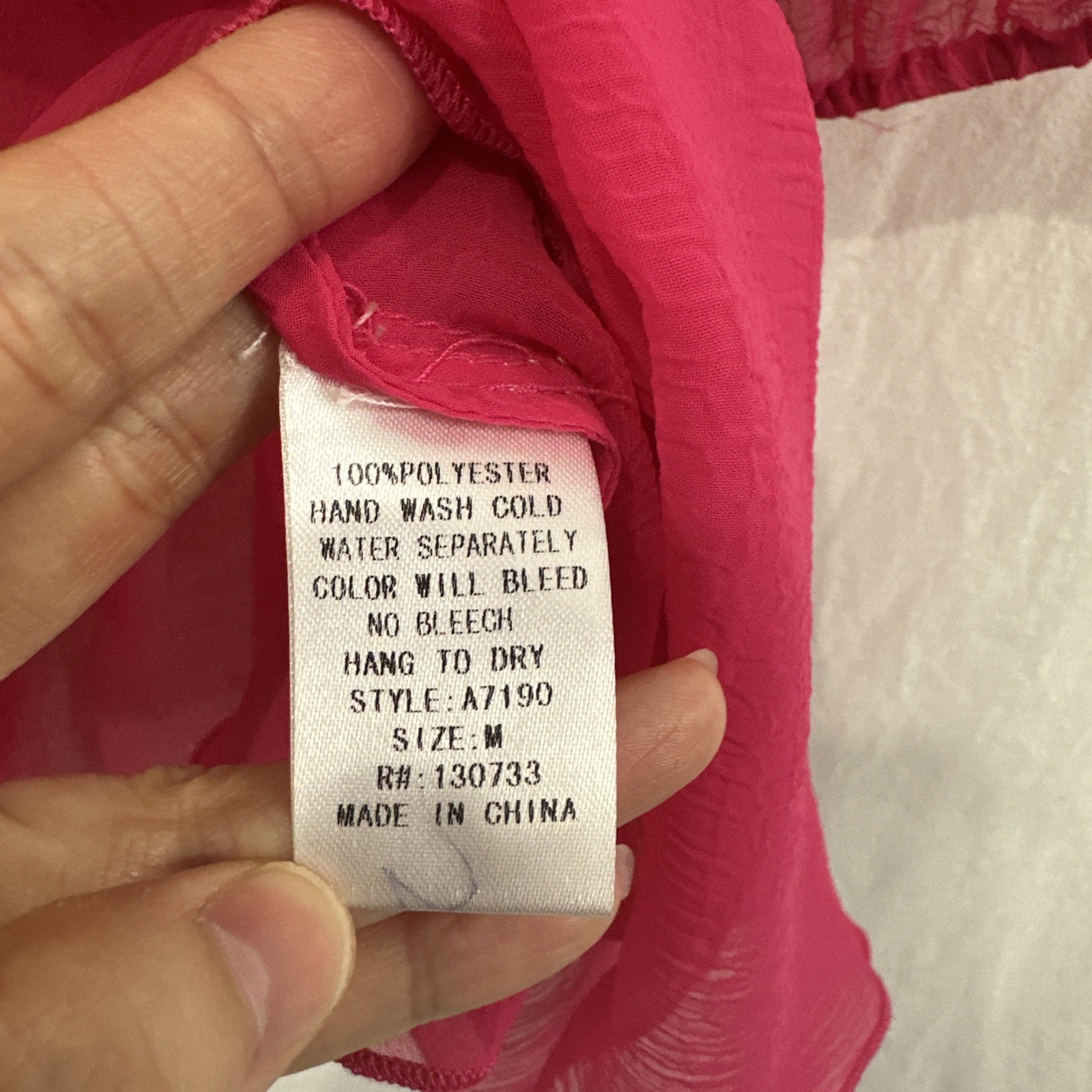 Umgee Hot Pink Sheer Ruffle Coquette Romantic Peasant Top Women’s Sz M
