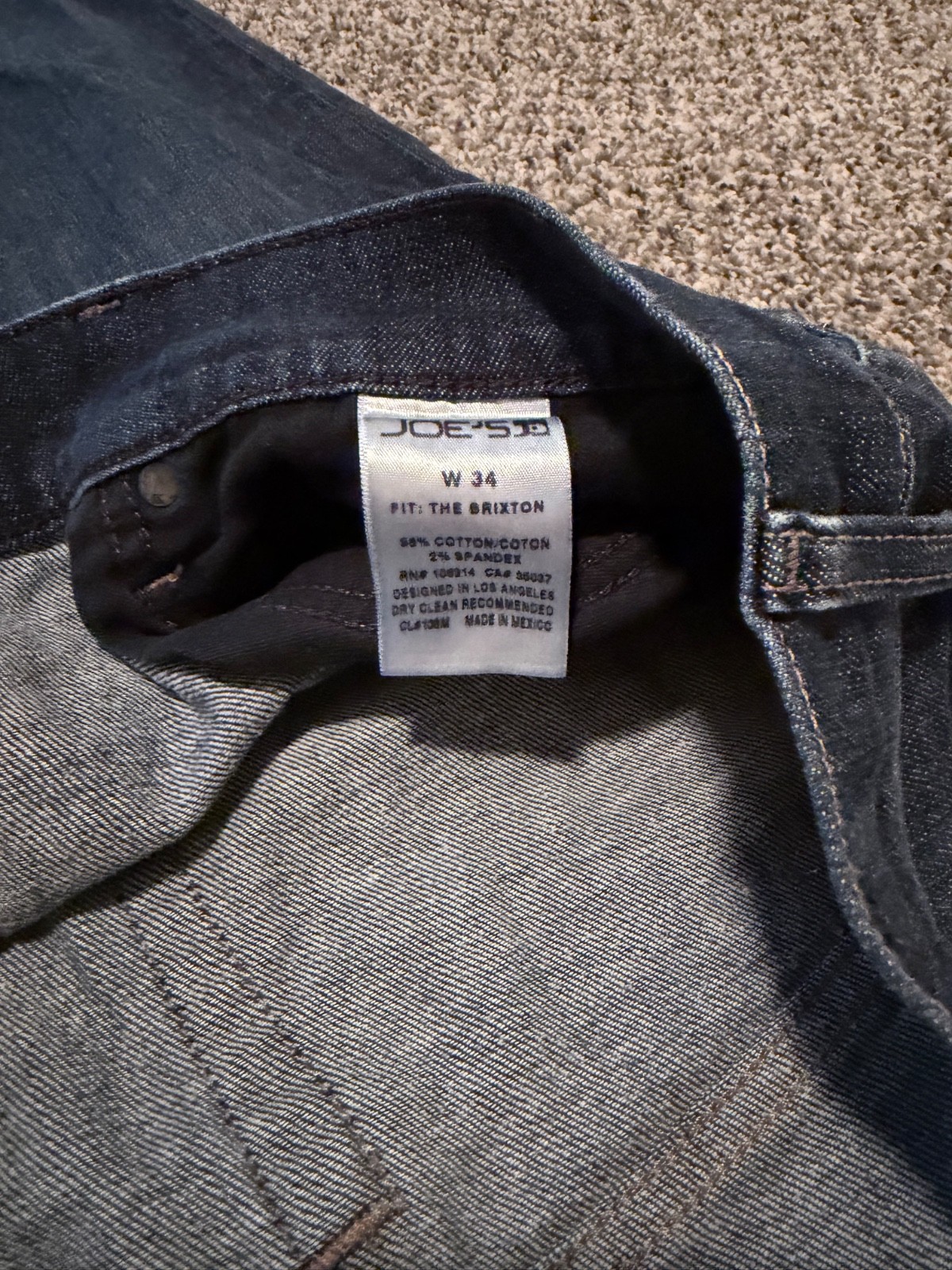 JOE’S Men’s Jeans The Brixton Straight & Narrow Fit 34×31 Dark Blue Great