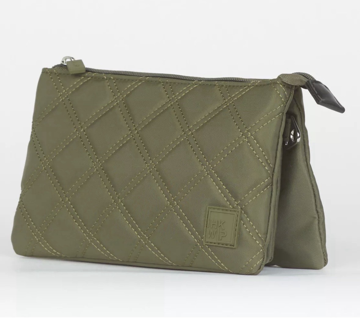 IHKWIP Green Quilted Wristlet Wallet w/ Zipper, Wrist Strap, Credit Card Slots