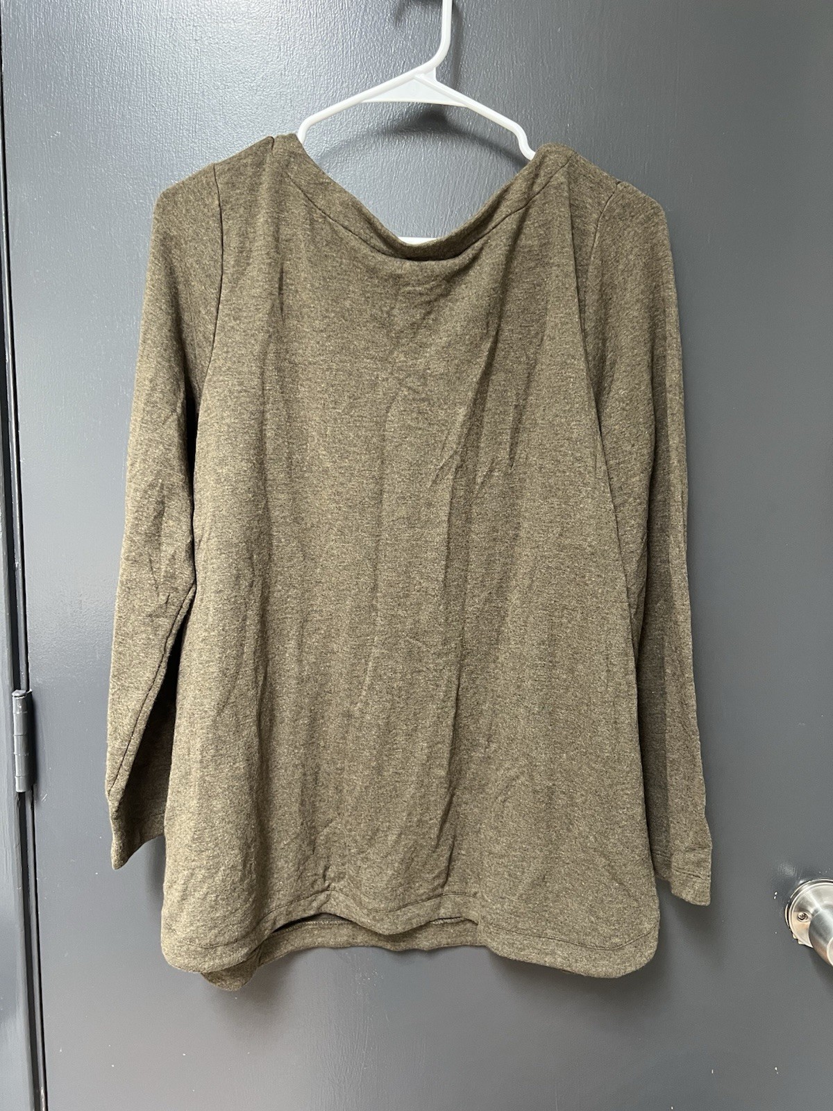 J Jill Brown Tunic Top Sizes M French Terry Knit Button Sides Long Sleeve