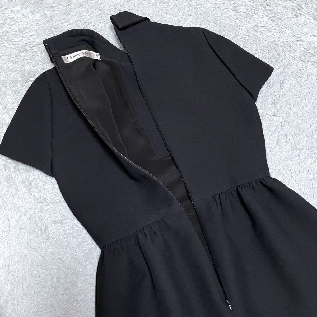 Christian Dior CD Button Wool & Silk Dress A-line Size 34 XS Black