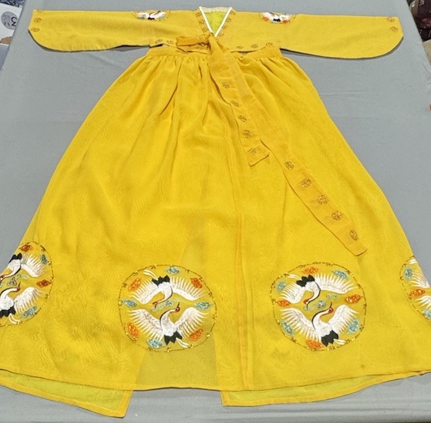 Custom Authentic Korean Hanbok Yellow Crane Formal Petite Traditional Petticoat