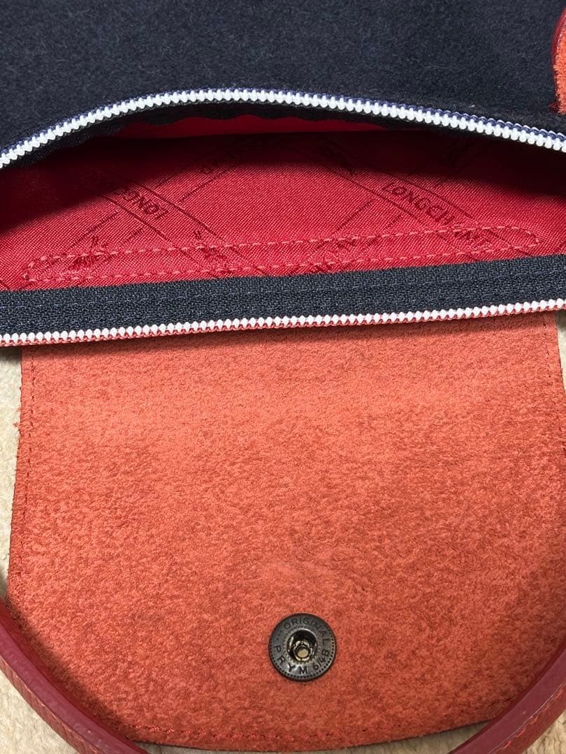 Longchamp Authentic Le Pliage Cocaldo Women 2WAY Tote Bag Rare Navy Red Used JPN