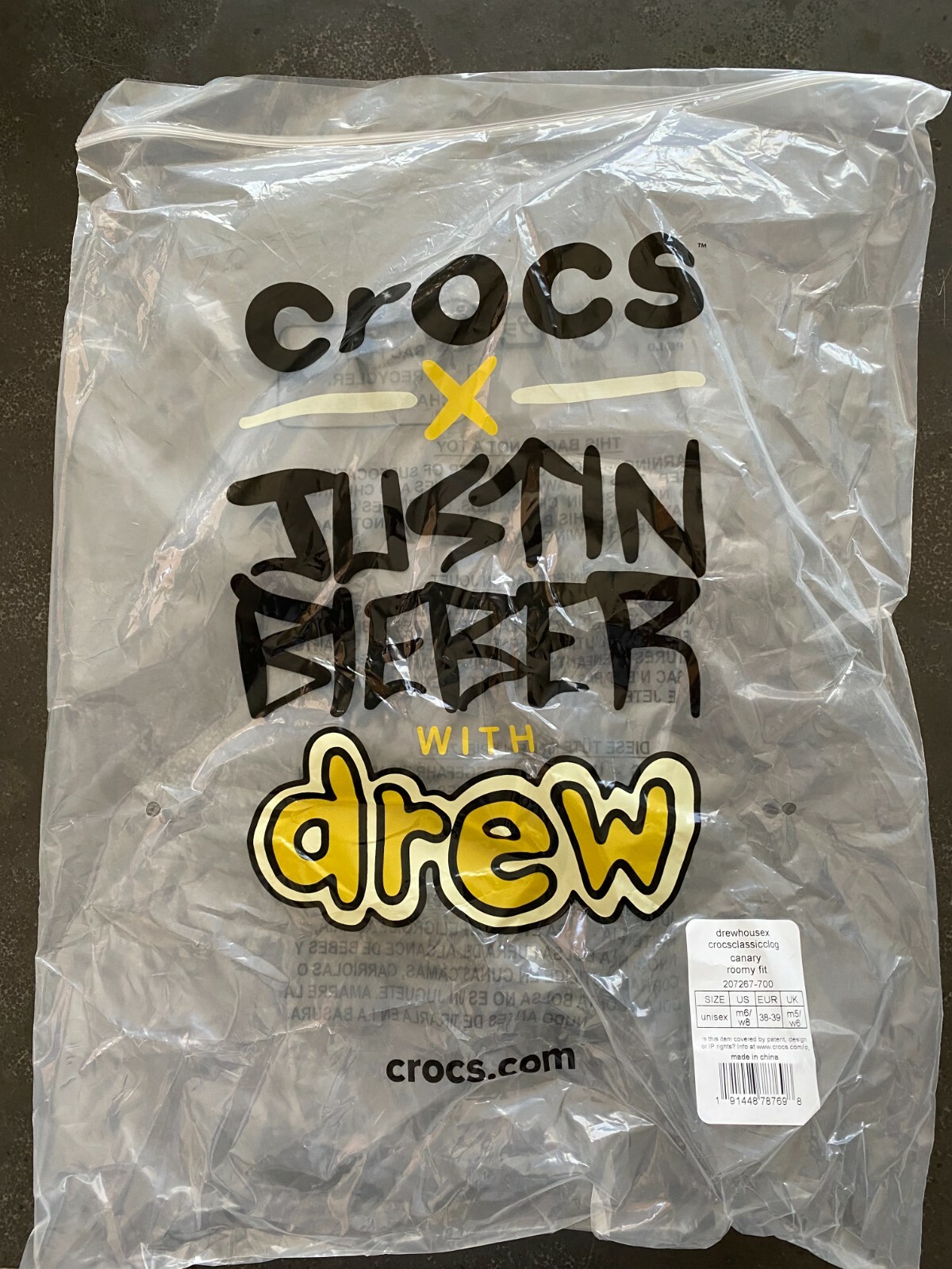 Crocs X Justin Bieber with drew house Classic Clog ✅ Sizes: M7/W9, M6/W8, M5/W7